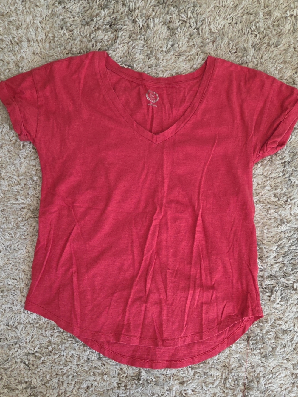 Maurices Women's Red V-Neck Short Sleeve Tee
